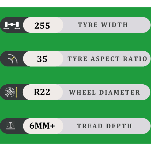 255/35/22 6MM+