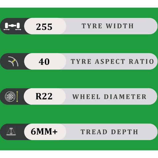 255/40/22 6MM+