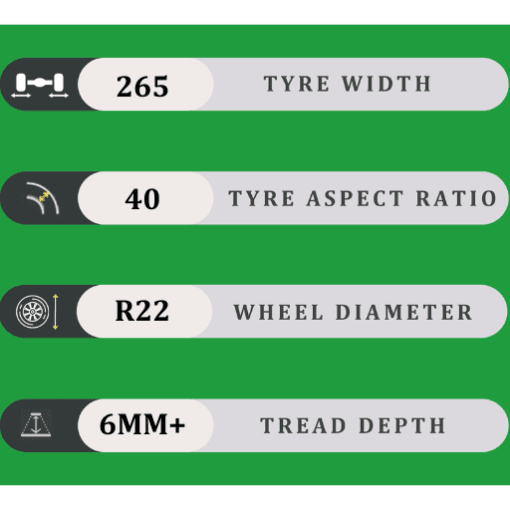 265/40/22 6MM+