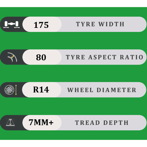 175/80/14 7MM+