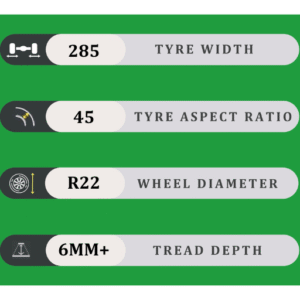 285/45/22 6MM+
